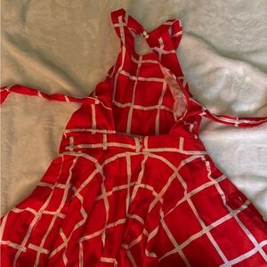 Smack parlor, red and white circle dress